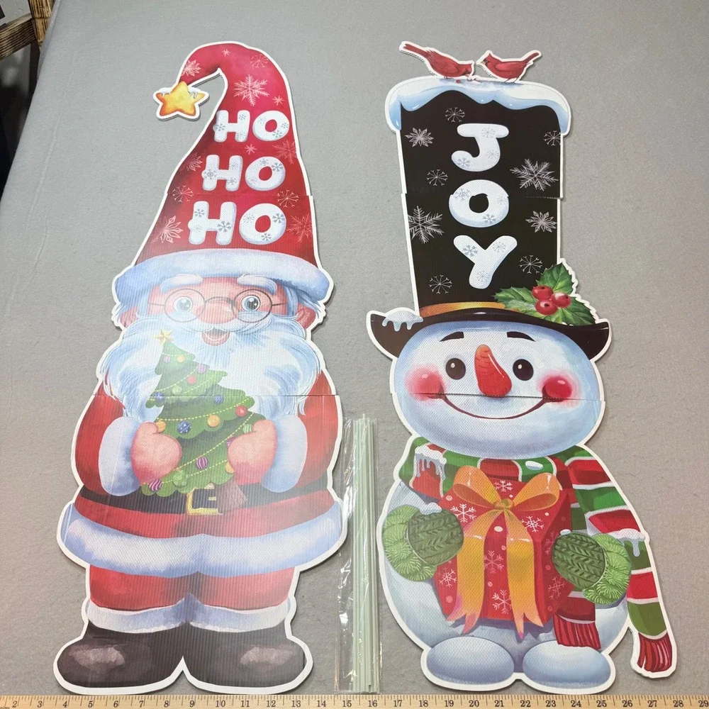Christmas Yard Signs Santa Snowman Joy Ho Ho Ho‎ Outdoor Holiday Decoration